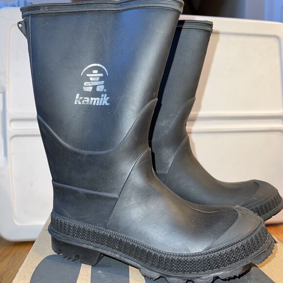 Kamik Big Kids Stomp Rain Boot, Black,‎ Size 13 - Picture 1 of 7